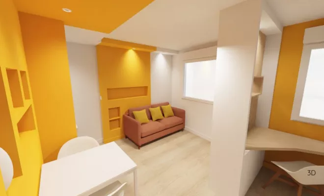 Rénovation et aménagement d'un studio meublé à Dijon, Dijon, Kréatitud Design d’intérieurs