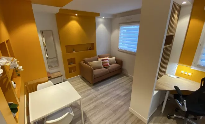 Rénovation et aménagement d'un studio meublé à Dijon, Dijon, Kréatitud Design d’intérieurs
