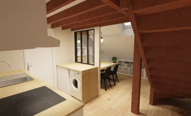 Rénovation d'un studio en duplex à Dijon, Dijon, Kréatitud Design d’intérieurs